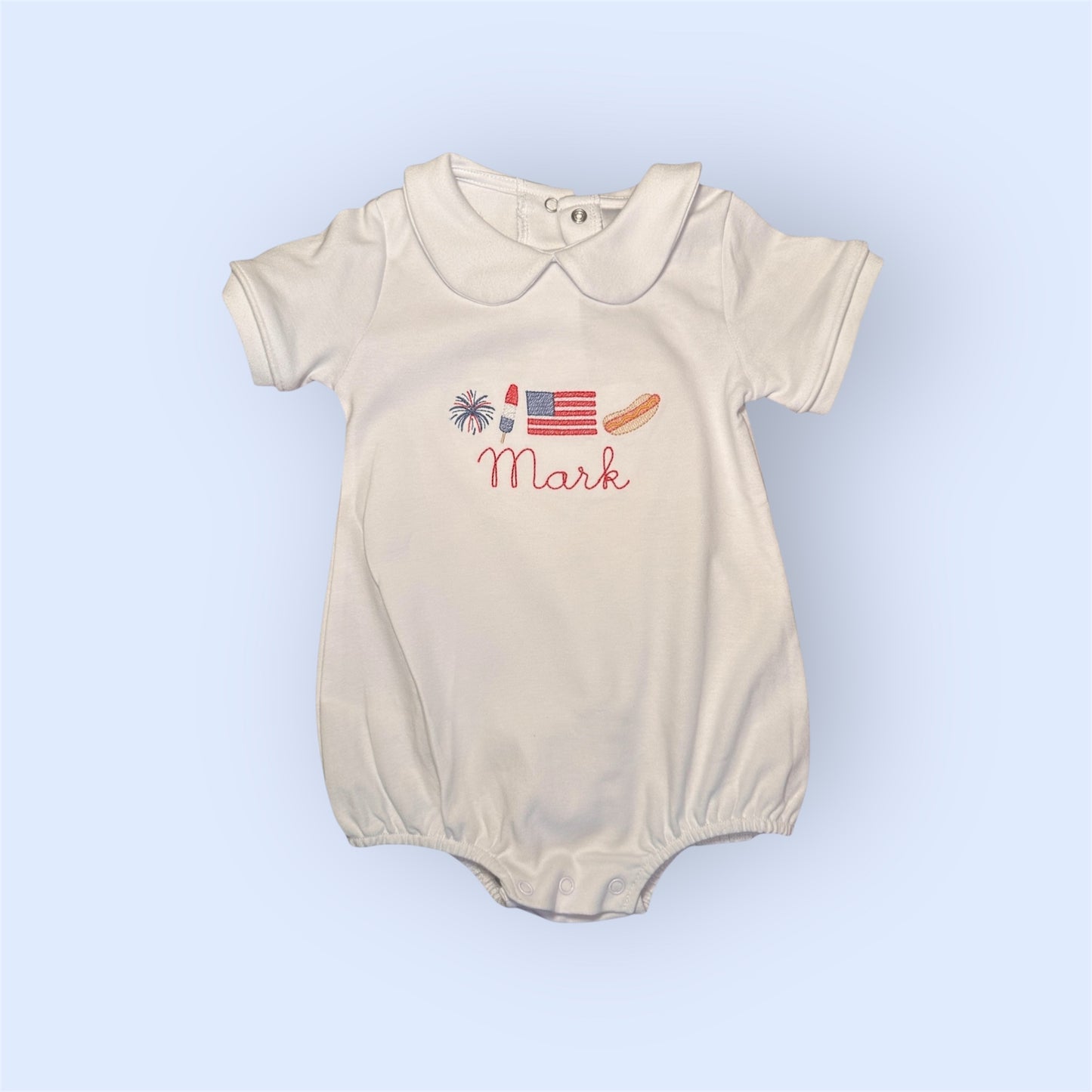 4th of July Peter Pan Romper (Fireworks, Popsicle, Flag, Hot Dog)