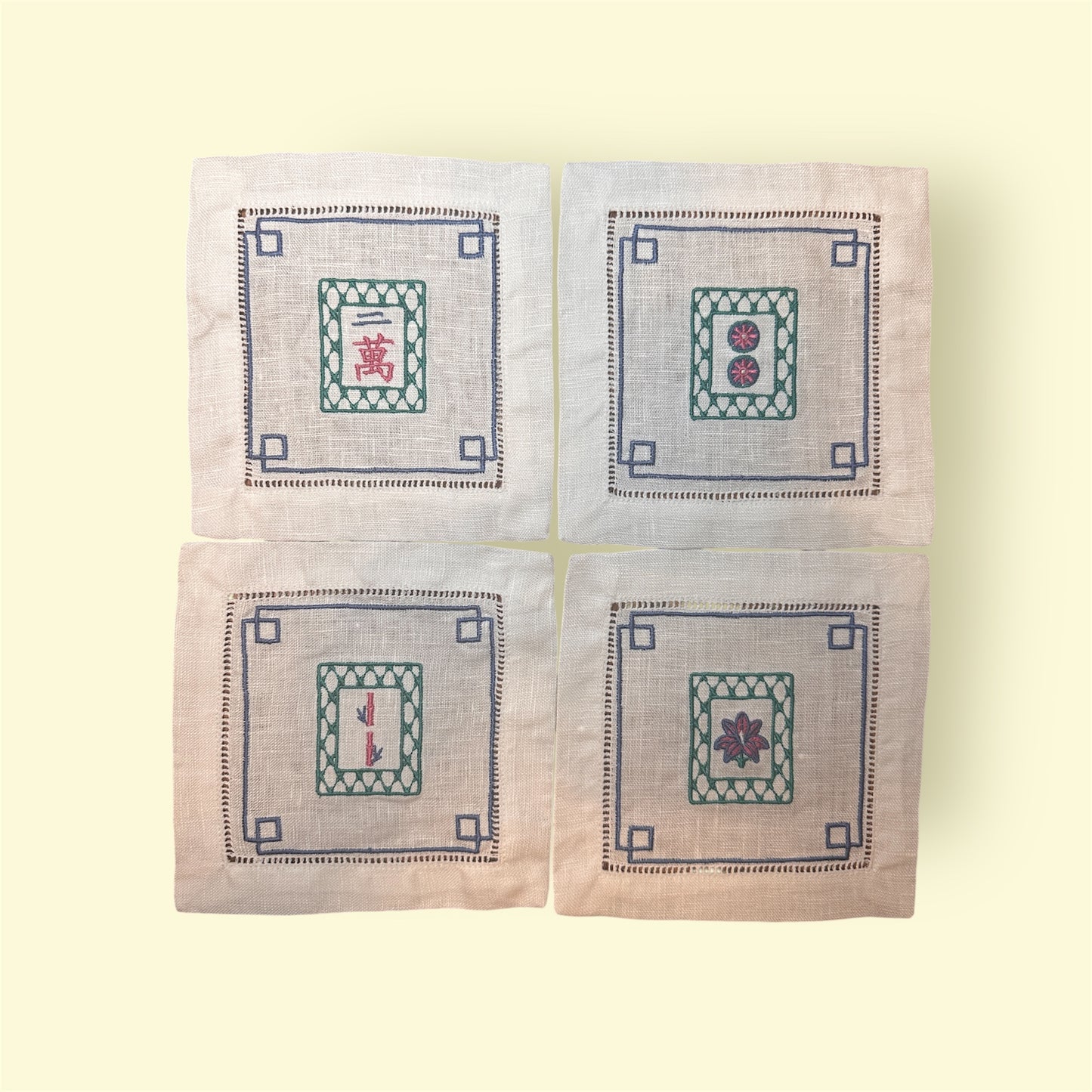 Mahjong Cocktail Napkins with Border