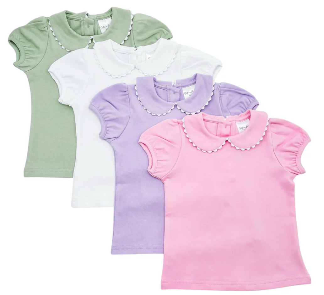 Scalloped Collar Puff Sleeve Tee