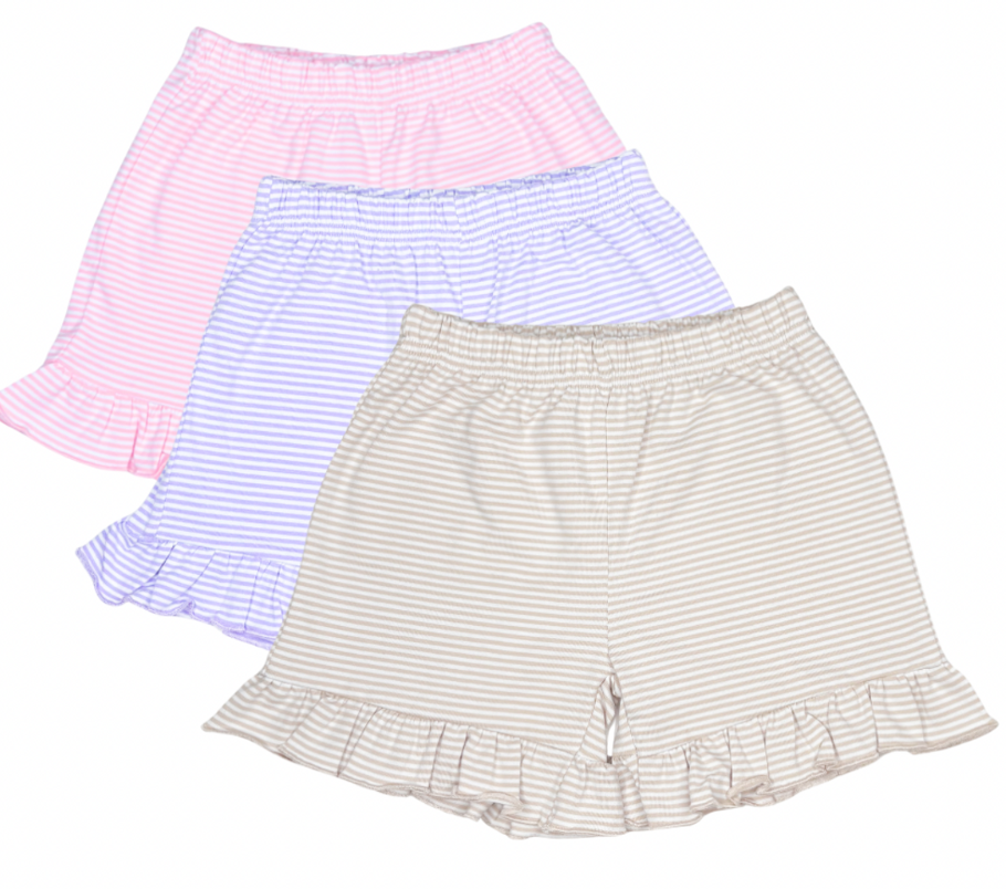 Striped Ruffle Knit Shorts