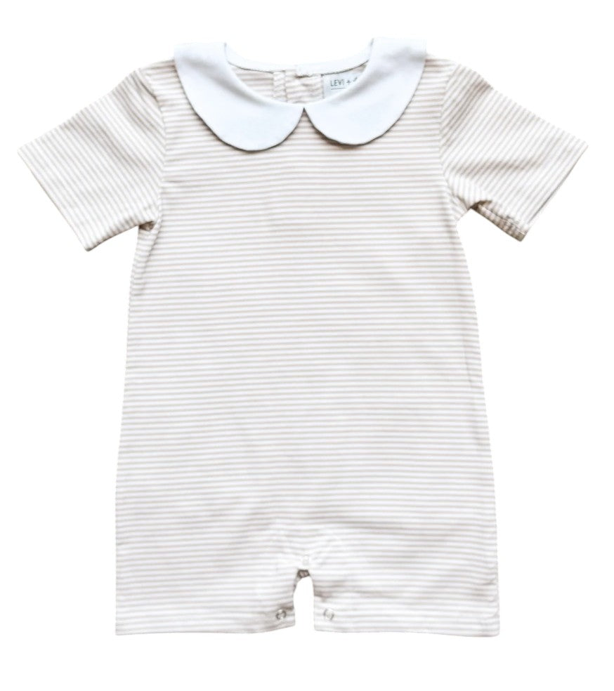 Striped Romper with Peter Pan Collar