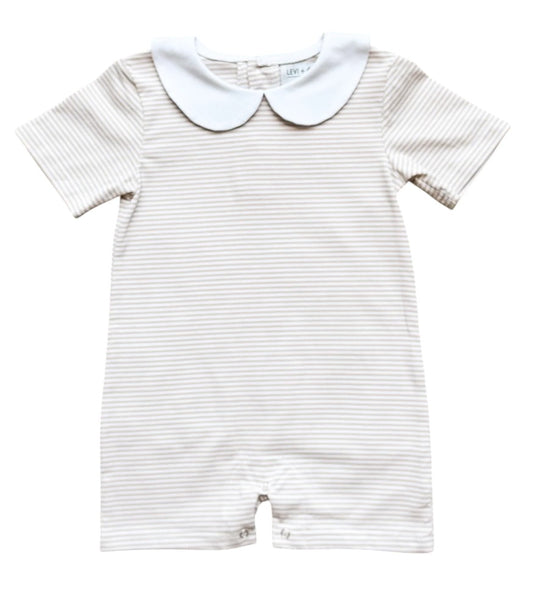 Striped Romper with Peter Pan Collar