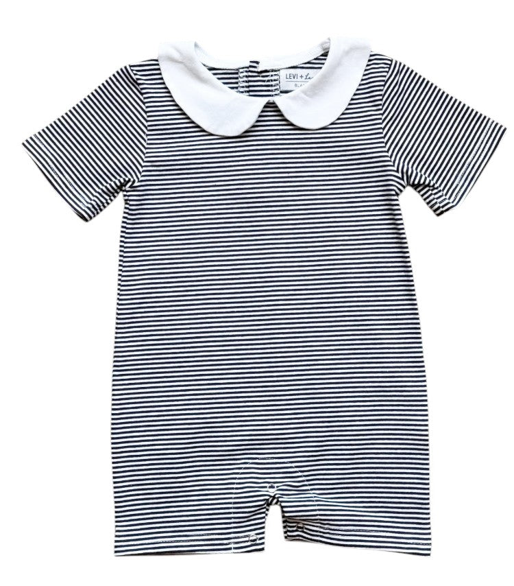 Striped Romper with Peter Pan Collar