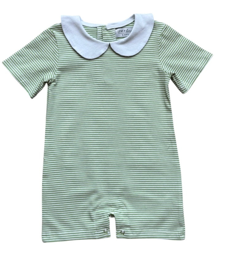 Striped Romper with Peter Pan Collar