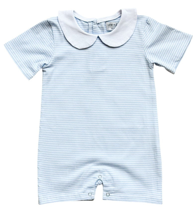 Striped Romper with Peter Pan Collar