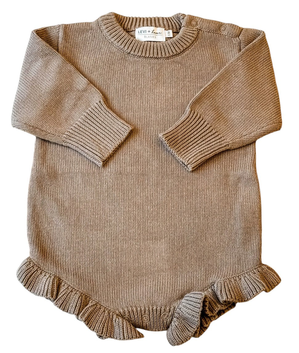Knit Ruffle Hem Sweater Romper