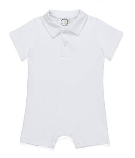 Short Sleeve Polo Collared Romper
