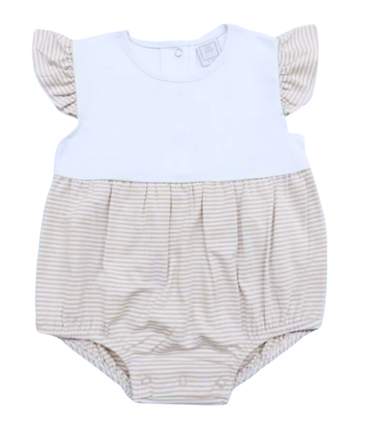 Striped Flutter Sleeve Bubble Romper