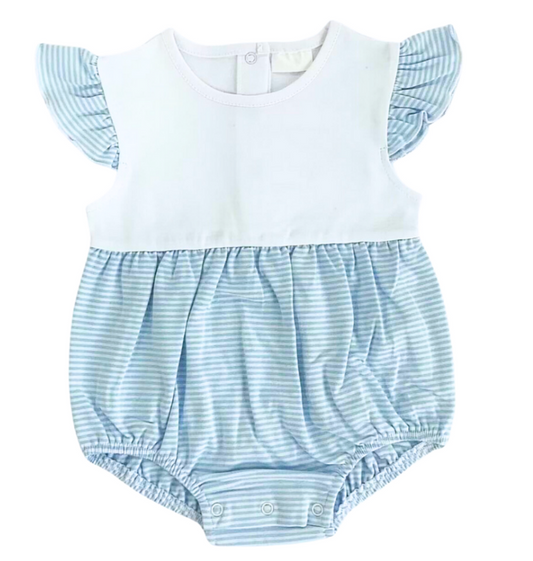 Striped Flutter Sleeve Bubble Romper
