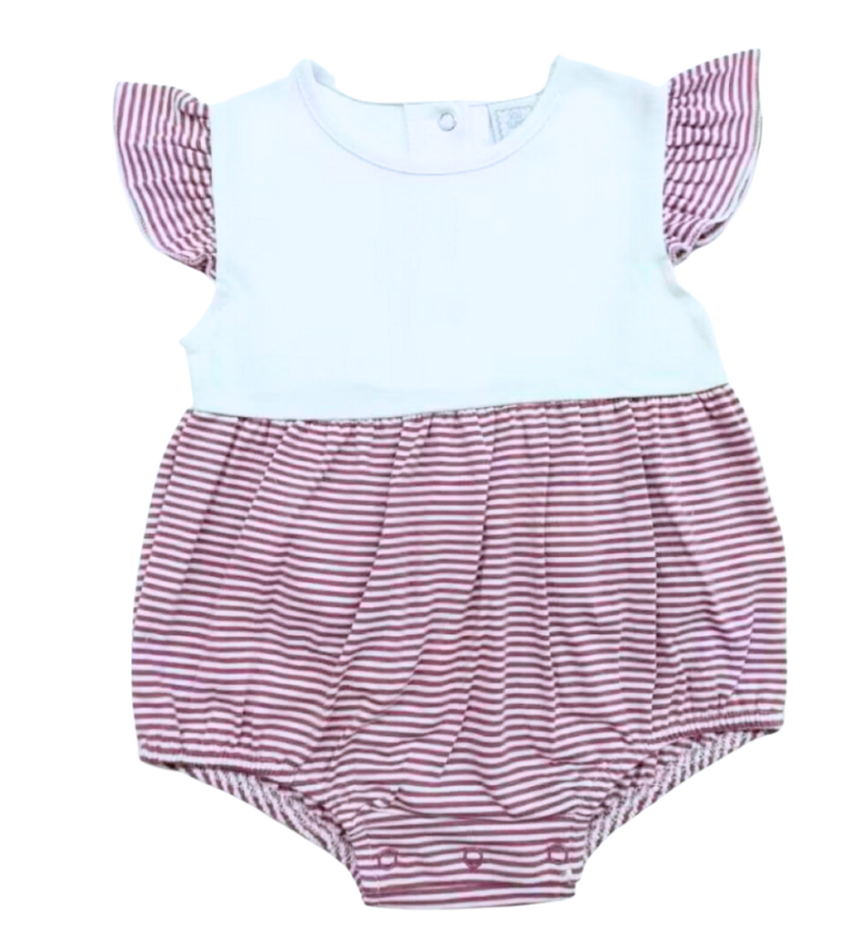Striped Flutter Sleeve Bubble Romper