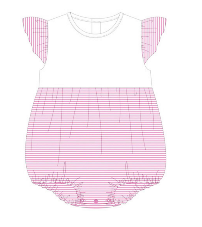 Striped Flutter Sleeve Bubble Romper