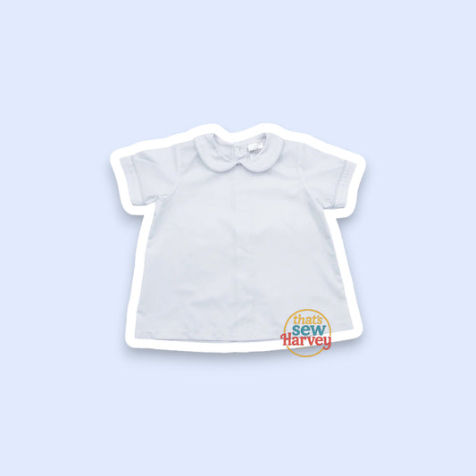White Woven Peter Pan Dress Shirt