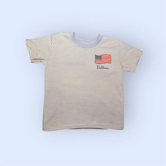 4th of July Striped T-Shirt (Flag + Name)
