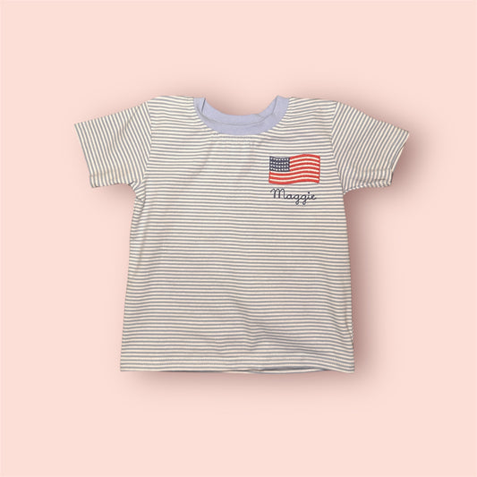4th of July Striped Tee (Flag + Name)