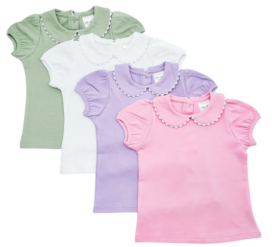 Scalloped Collar Puff Sleeve Tee