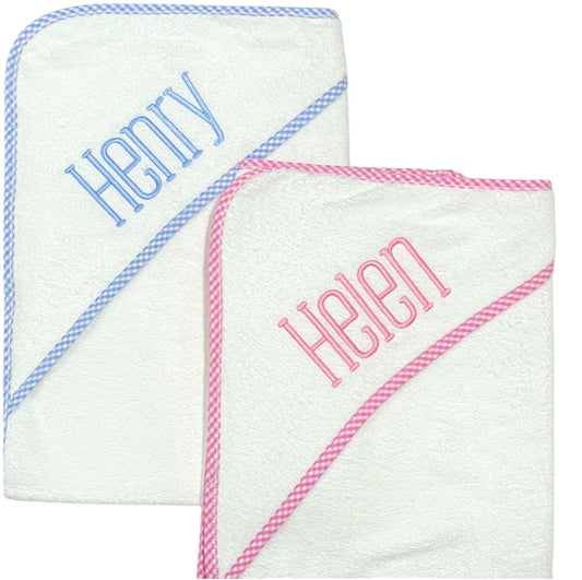Toddler Hooded Towel – Gingham Trim
