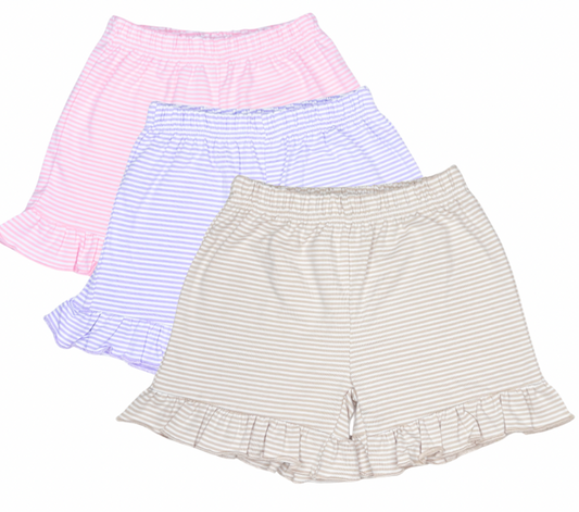 Striped Ruffle Knit Shorts