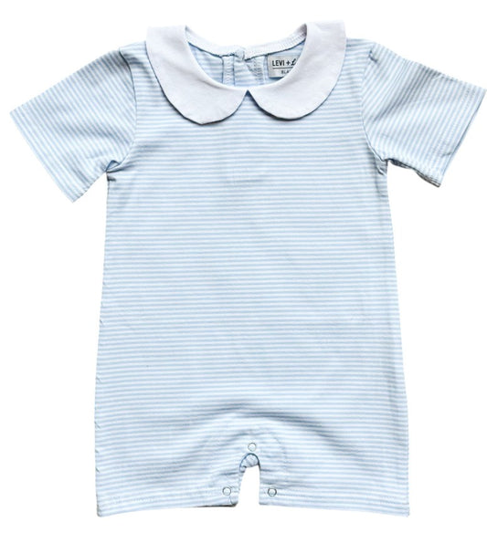 Striped Romper with Peter Pan Collar
