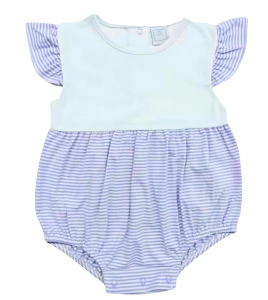 Striped Flutter Sleeve Bubble Romper