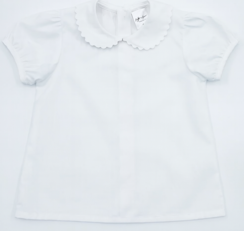 White Woven Scalloped Dress Shirt x Southern Proper