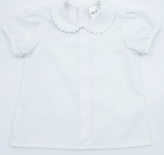 White Woven Scalloped Dress Shirt x Southern Proper