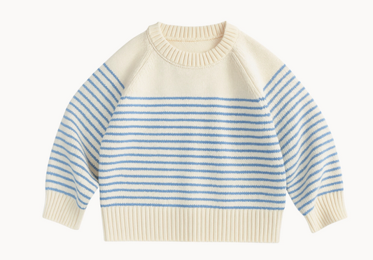 Coastal White Blue Striped Sweater
