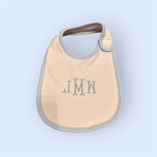 Monogrammed Blue Trim Bib